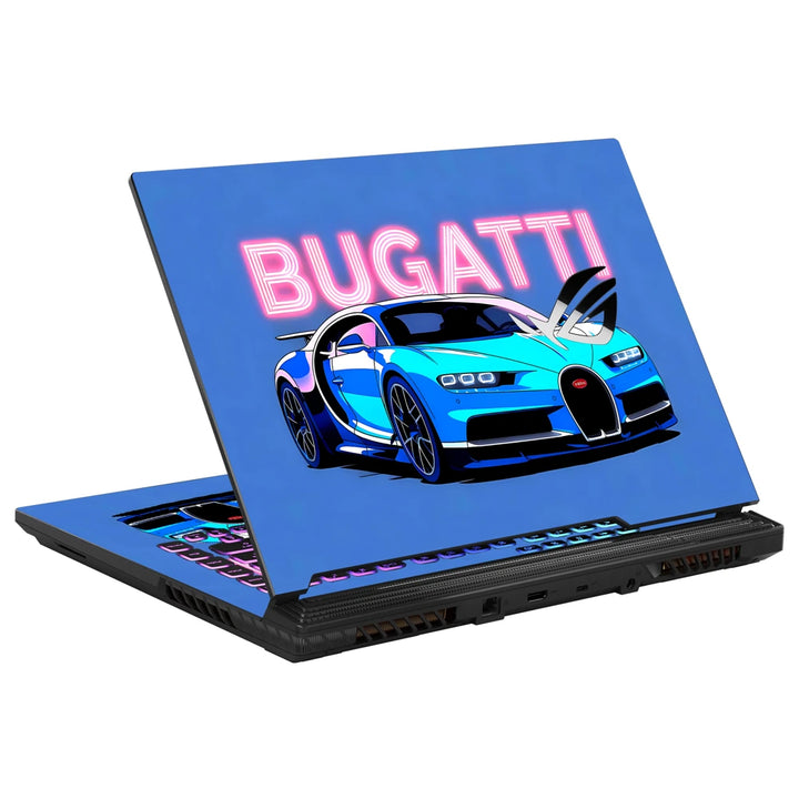 3M Material Textured Embossed Laptop Skin - Bugatti Chiron Hypercar Blue