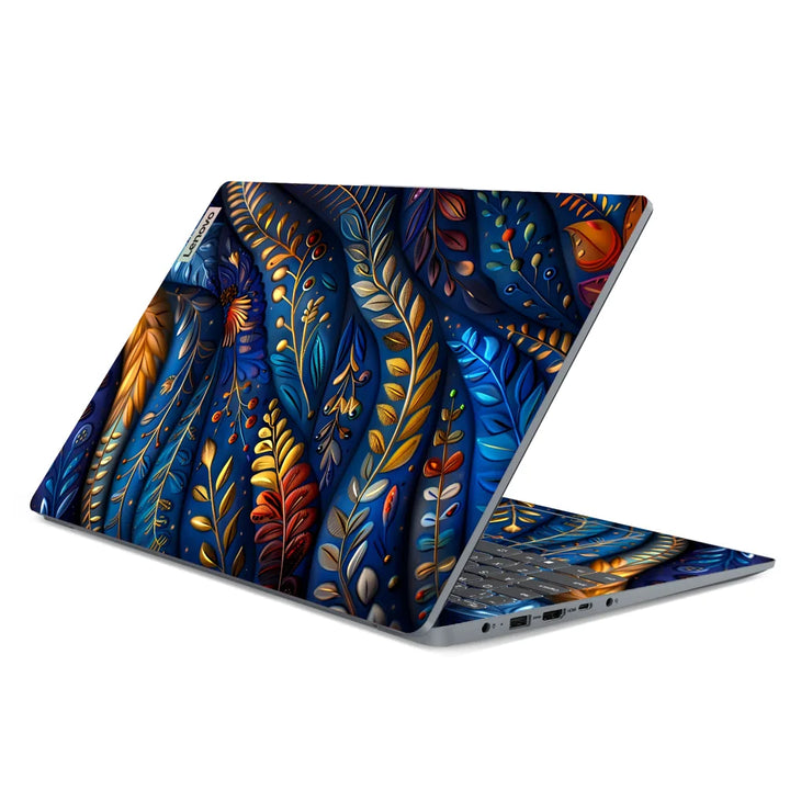3M Material Textured Embossed Laptop Skin - Abstract Gold Feather Pattern