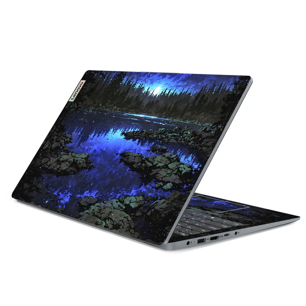 3M Material Textured Embossed Laptop Skin - Forest Lake Night Minimalist Blue