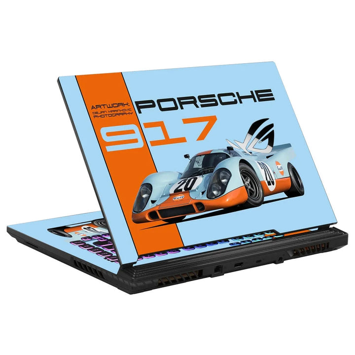 3D Embossed Laptop Skin - Porsche 917 Orange