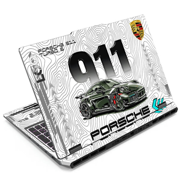 3D Embossed Laptop Skin - Porsche 911 Car