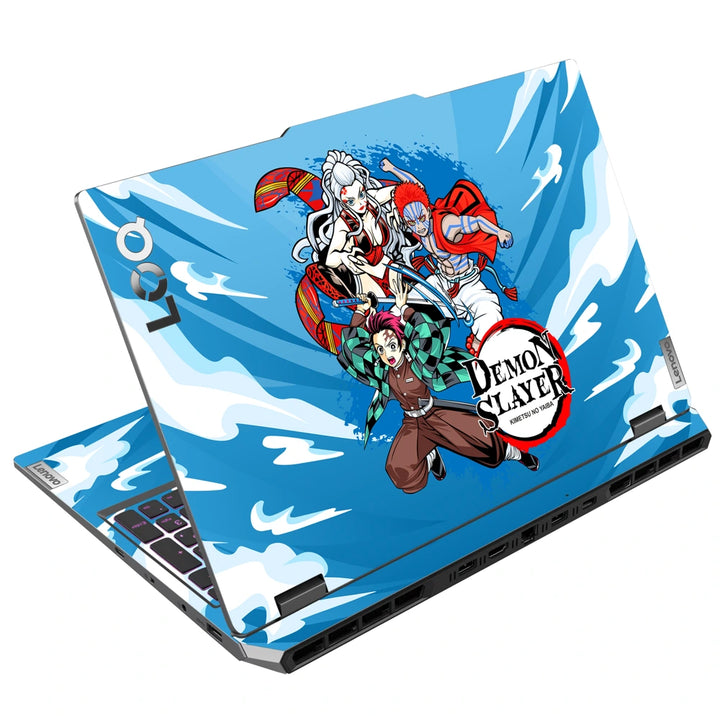 3M Material Textured Embossed Laptop Skin - Demon Slayer Trio in Sky