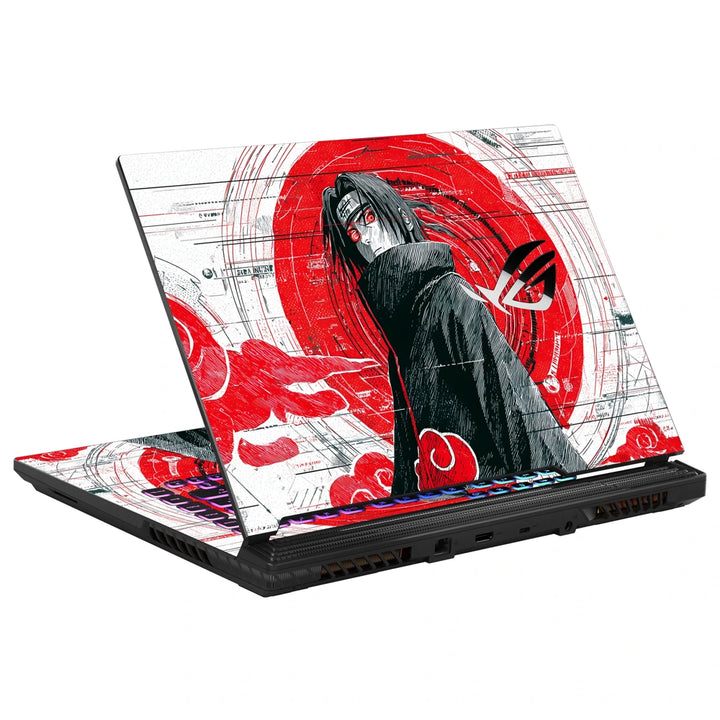 3M Material Textured Embossed Laptop Skin - Itachi Uchiha Scarlet Grunge