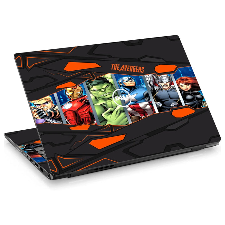 3M Material Textured Embossed Laptop Skin - The Avengers Black and Orange Panel Collage