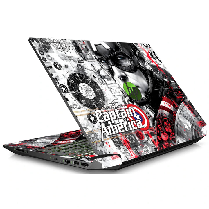 3M Material Textured Embossed Laptop Skin - Captain America Red Grunge Art
