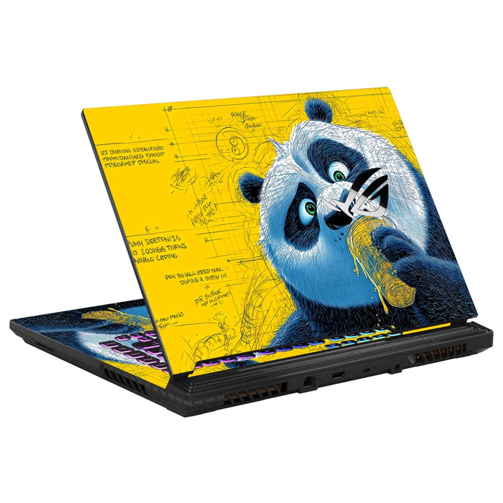 3M Material Textured Embossed Laptop Skin - Kung Fu Panda Po Yellow Pop Art