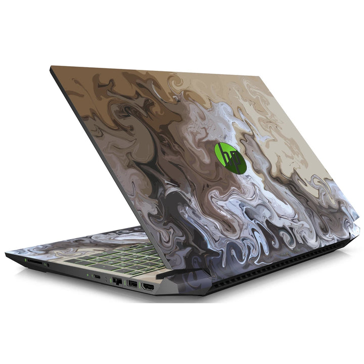 3M Material Textured Embossed Laptop Skin - Abstract Grey White Flowing Marble