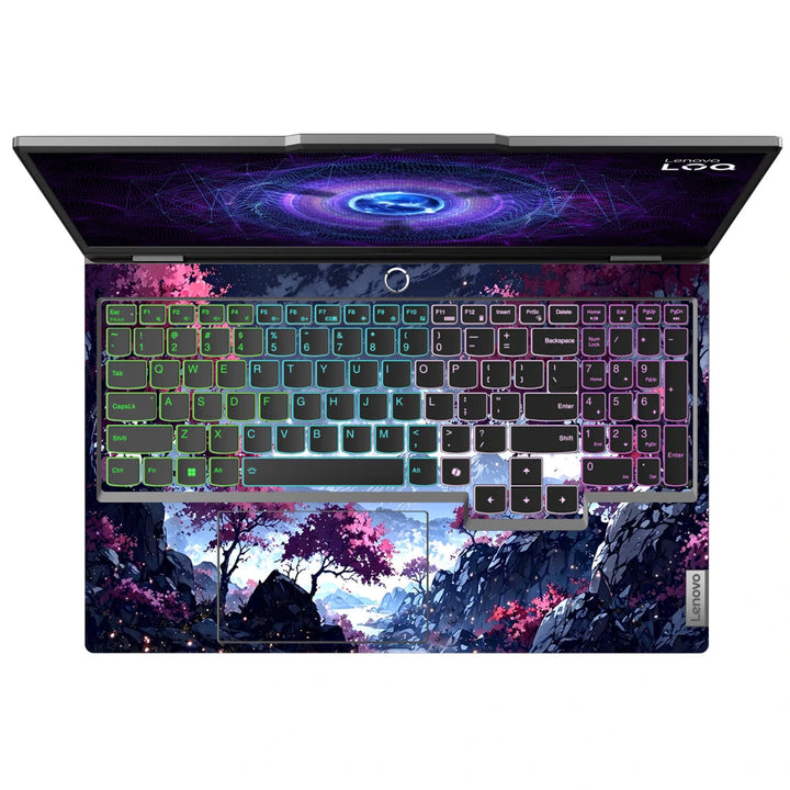 3M Material Textured Embossed Laptop Skin - Minimalist Misty Blue Mountain Forest