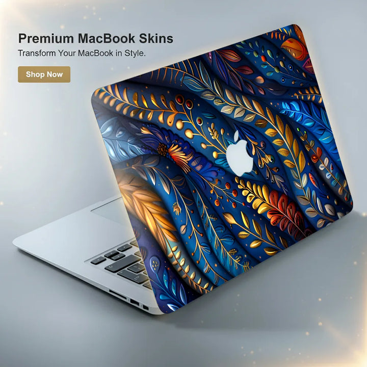 MacBook Laptop Skin - Abstract Gold Feather Pattern