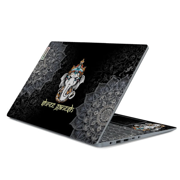 3D Embossed Laptop Skin - Golden Ganesha Art