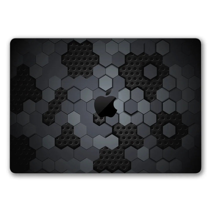 MacBook Laptop Skin - Dark Tech Perforated Hexagon