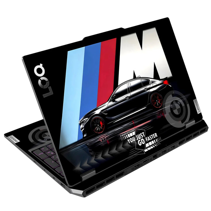 3M Material Textured Embossed Laptop Skin - BMW Black M Stripe Speed Sedan