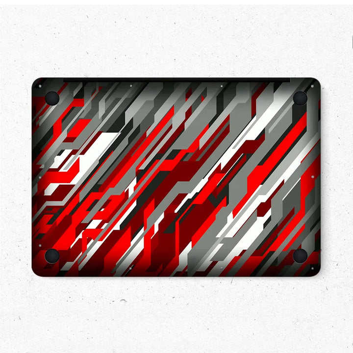 MacBook Laptop Skin - Abstract Red White Geometric Racing