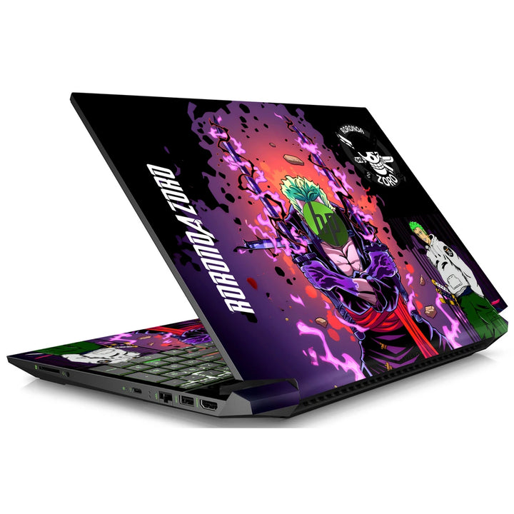 3M Material Textured Embossed Laptop Skin - Zoro Triple Sword Purple Neon