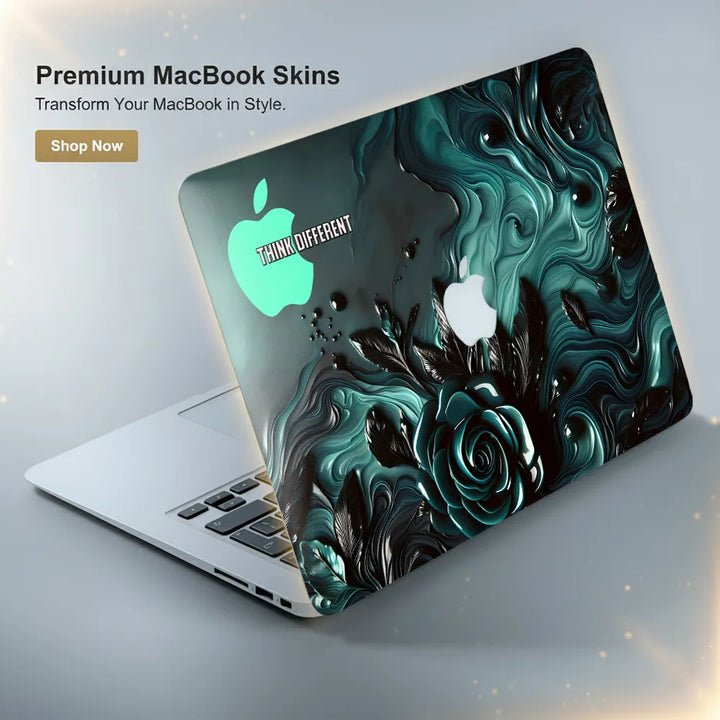 MacBook Laptop Skin - Apple Aqua Rose Fluid Art