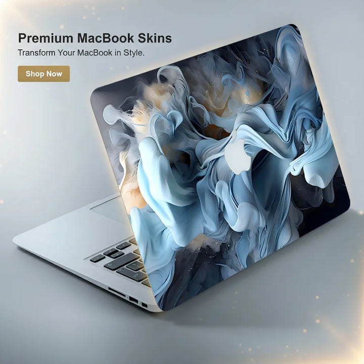 MacBook Laptop Skin - Abstract Soft Blue Smoke Fluid Art