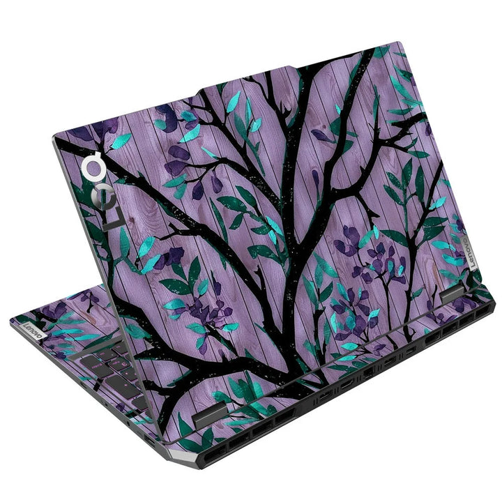 3D Embossed Laptop Skin - Purple Floral Branch Art