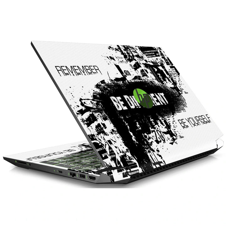 3M Material Textured Embossed Laptop Skin - Abstract Black and White Be Different Grunge
