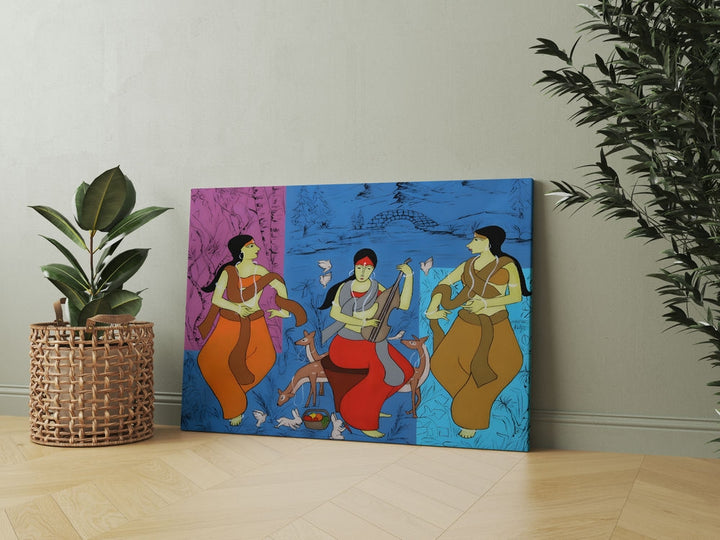 Canvas Painting - Folk Dancers in Traditional Colors