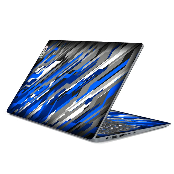 3M Material Textured Embossed Laptop Skin - Abstract Blue Red Racing Grid