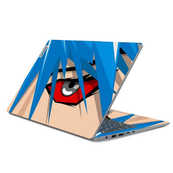 3M Material Textured Embossed Laptop Skin - Blue Hair Red Eye Vector Close-up
