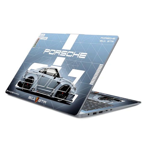 3M Material Textured Embossed Laptop Skin - Porsche 911 Technical Blueprint