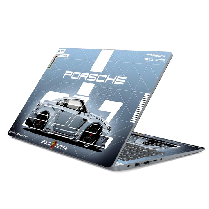 3M Material Textured Embossed Laptop Skin - Porsche 911 Technical Blueprint