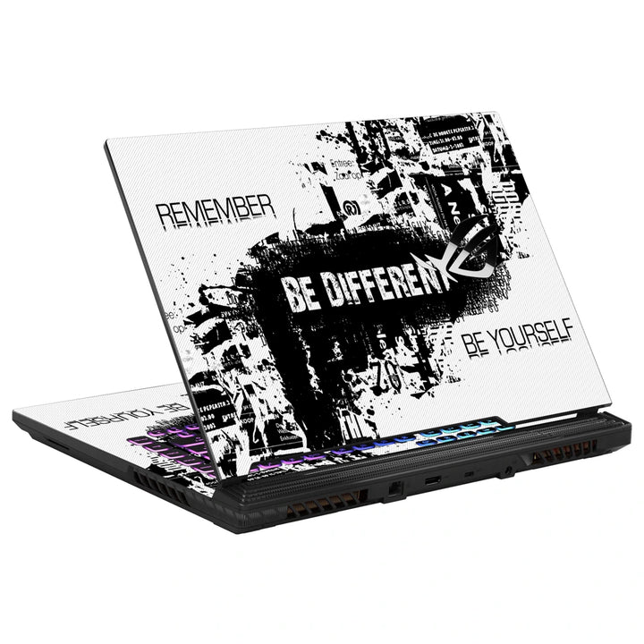 3M Material Textured Embossed Laptop Skin - Abstract Black and White Be Different Grunge