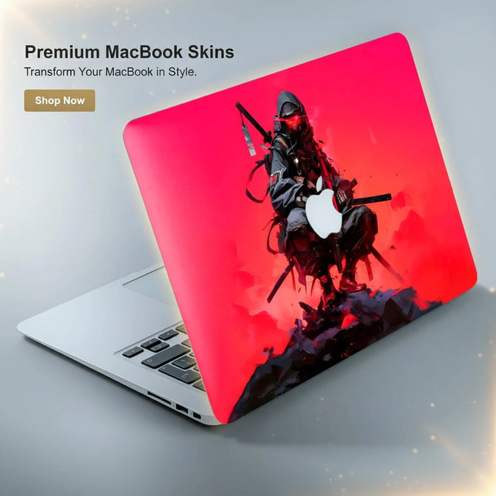 Red Samurai Warrior Crouching Laptop Skin for MacBook | Buy Online Now ...