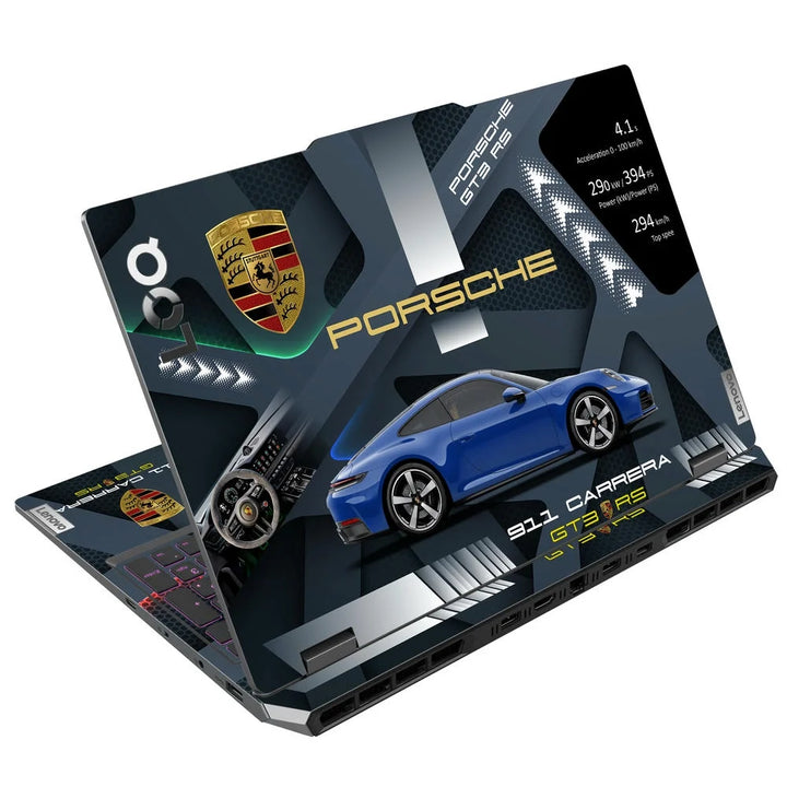 3D Embossed Laptop Skin - Porsche 911 Carrera Blue GT3 Art