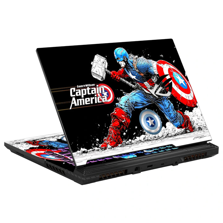 3M Material Textured Embossed Laptop Skin - Captain America Shield Dynamic Pose
