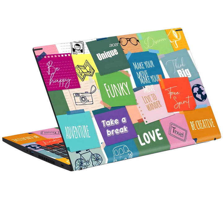 3M Material Textured Embossed Laptop Skin - Abstract Pop Art Inspirational Collage