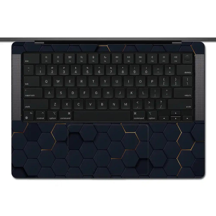 MacBook Laptop Skin - Yellow Neon 3D Black Hexagon