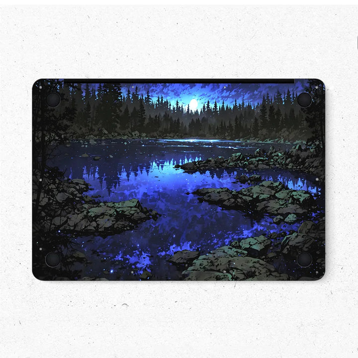 MacBook Laptop Skin - Forest Lake Night Minimalist Blue