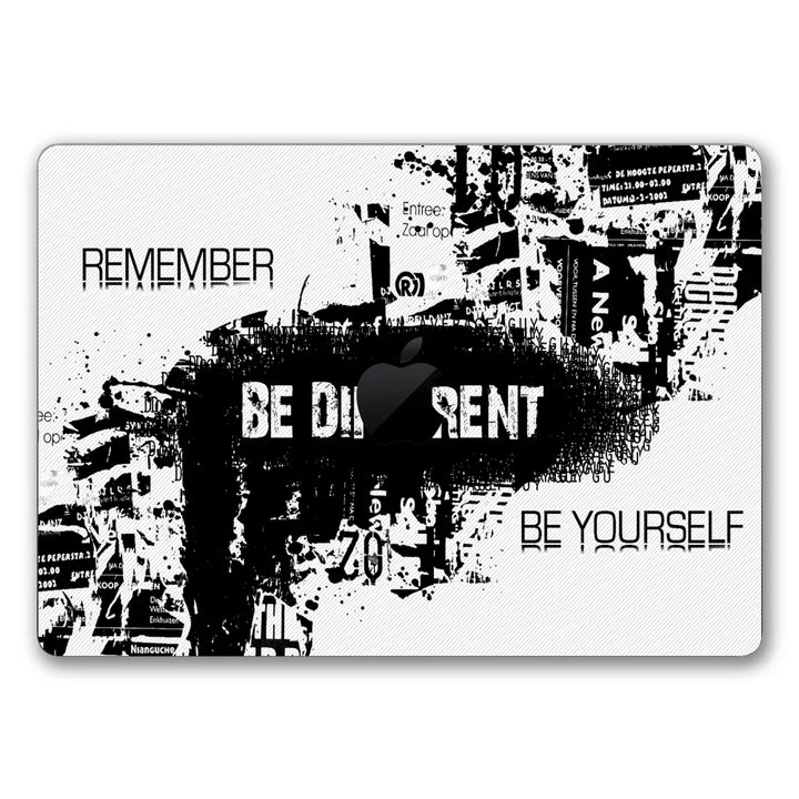 MacBook Laptop Skin - Abstract Black and White Be Different Grunge