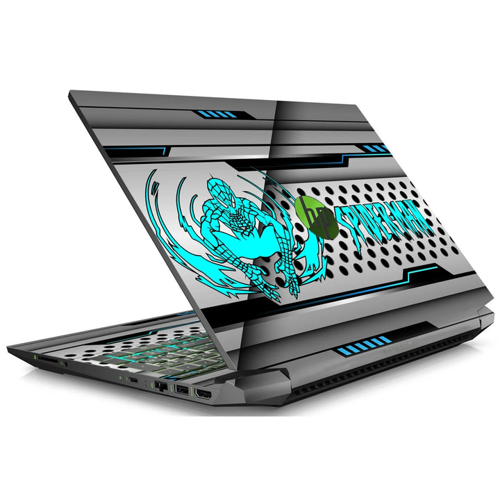 3M Material Textured Embossed Laptop Skin - Spider-Man Cyan Tech Panel