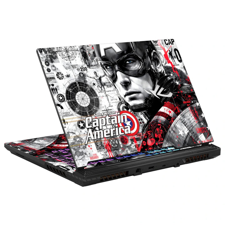 3M Material Textured Embossed Laptop Skin - Captain America Red Grunge Art