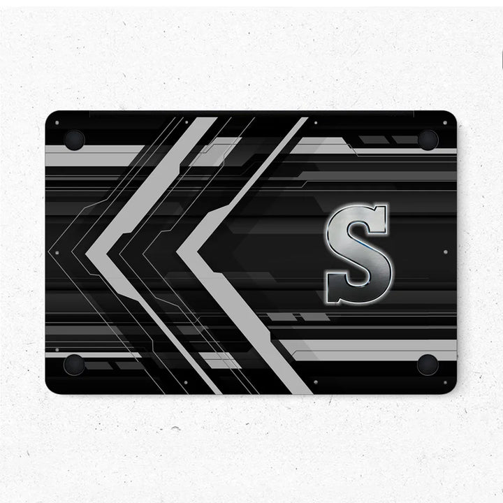 MacBook Laptop Skin - Abstract Grey Racing Arrow Stripes