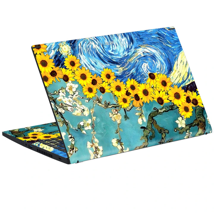 3M Material Textured Embossed Laptop Skin - Van Gogh Sunflowers Oil Painting