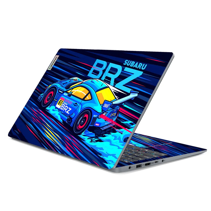 3M Material Textured Embossed Laptop Skin - Subaru BRZ Red Neon Cyberpunk Car