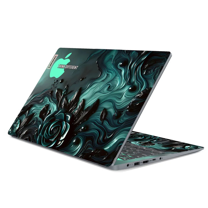 3M Material Textured Embossed Laptop Skin - Apple Aqua Rose Fluid Art