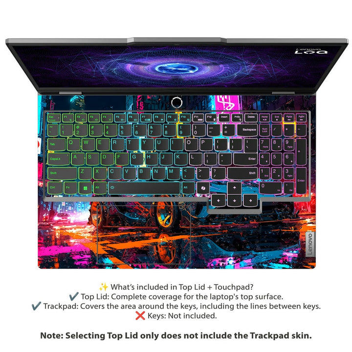 3D Embossed Laptop Skin - Neon Supercar Chase