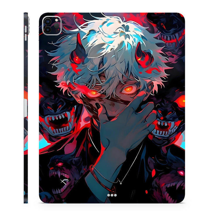 3D Embossed Tablet Skin Anime Demon Boy Red Aura