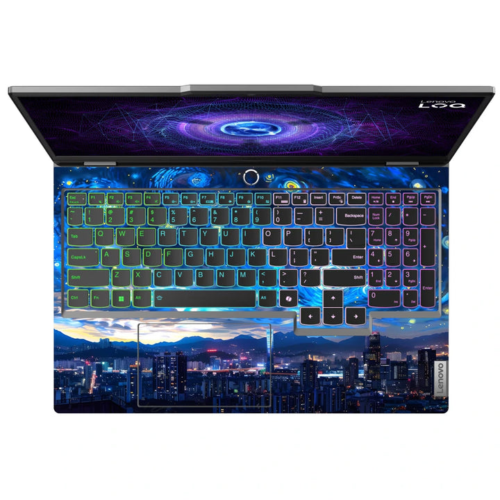 3M Material Textured Embossed Laptop Skin - Starry Night Vincent Van Gogh Cityscape