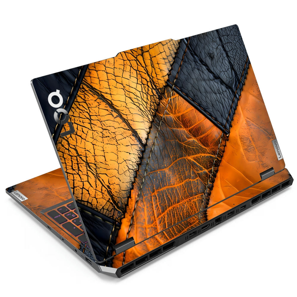 Computer Skins Shop Orange and Blue Leather Abstract Laptop Skin for Lenovo LOQ | Buy ...