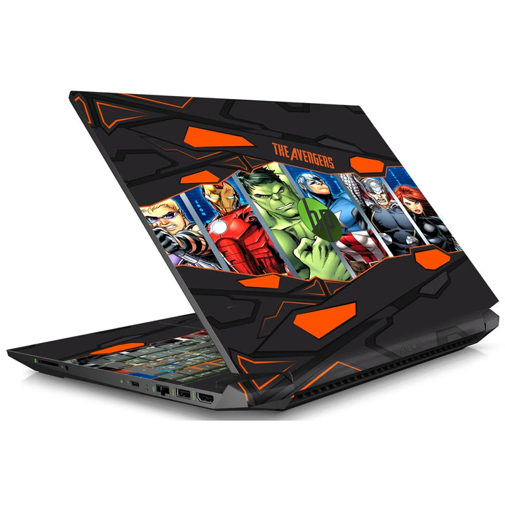 3M Material Textured Embossed Laptop Skin - The Avengers Black and Orange Panel Collage
