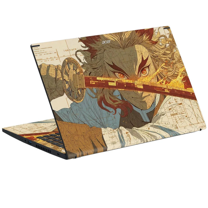 3D Embossed Laptop Skin - Samurai Sketch