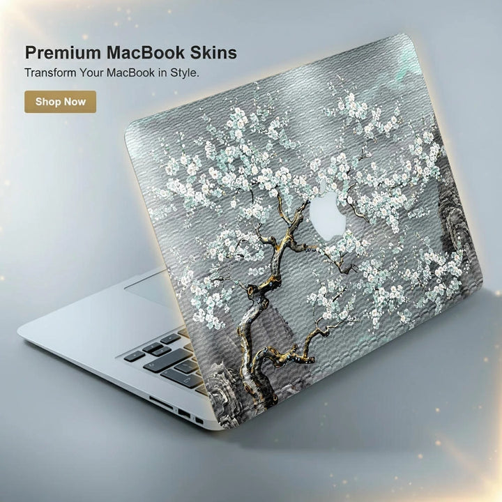 MacBook Laptop Skin - White Sakura Blossom Art