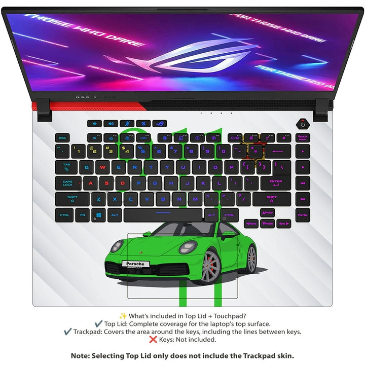 Asus Laptop Skin - Porsche 911 Green SideStripe