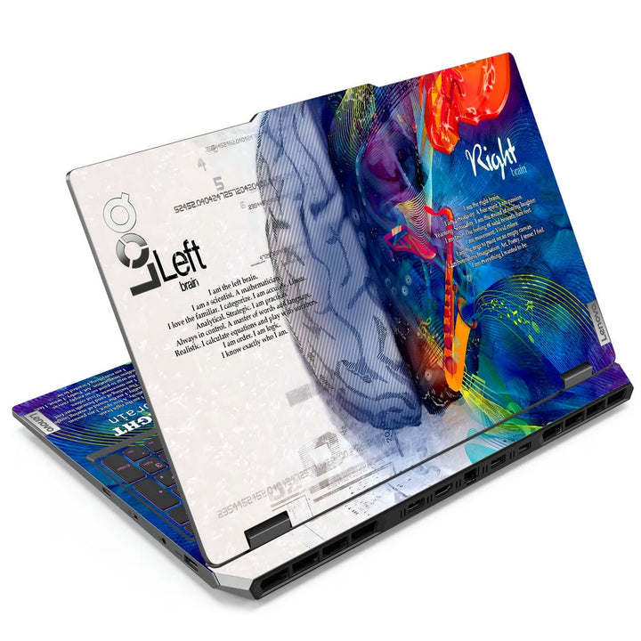 3D Embossed Laptop Skin - Left Right Blue Brain